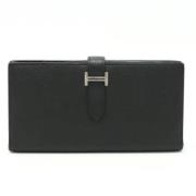 Pre-owned Leather wallets Hermès Vintage , Black , Heren