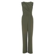 Jersey Cr pe Drapi Jumpsuit Swing , Green , Dames