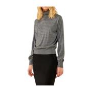 Grijze Trui met Hoge Hals en Strass Liviana Conti , Gray , Dames