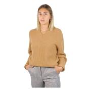 Zachte Wol Cashmere V-Hals Trui Iblues , Beige , Dames