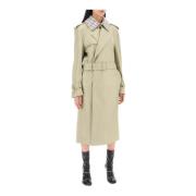 Dubbel-Borst Leren Trenchcoat Burberry , Beige , Dames