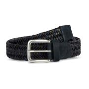 Stretch Leren/Stoffen Geweven Riem Boggi Milano , Blue , Heren