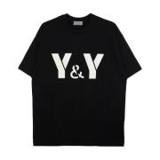 Zwarte Oversize T-shirt met Y&Y Print Yohji Yamamoto , Black , Heren