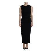 Zwarte mouwloze gerimpelde maxi jurk Dsquared2 , Black , Dames