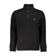 Geborsteld Katoen Half Zip Sweatshirt Hugo Boss , Black , Heren