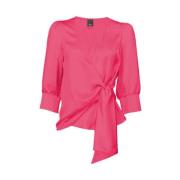 V-hals Blouse van Crèpe Stof Pinko , Pink , Dames