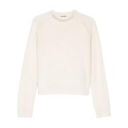 Witte Wolmix Ronde Hals Trui Jil Sander , White , Dames