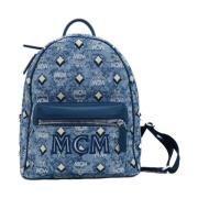 Vintage Jacquard Monogram Rugzak MCM , Blue , Dames