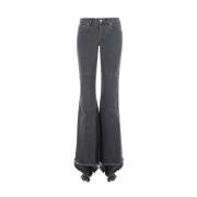 Flare Denim Jeans met Asymmetrische Zoom JordanLuca , Gray , Dames