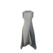 Denim Mouwloze Jurk met Rafelranden Acne Studios , Blue , Dames