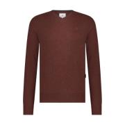 V-hals Pullover Effen Trui State of Art , Red , Heren