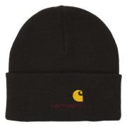 Amerikaans Script Beanie Wollen Muts Carhartt Wip , Black , Unisex