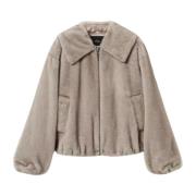 Faux Fur Short Jacket Actitude Collection Twinset , Gray , Dames