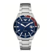 Blauwe wijzerplaat stalen herenhorloge Ar11339 Emporio Armani , Gray ,...