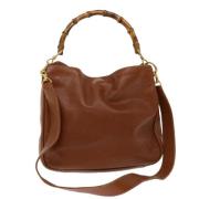 Pre-owned Leather handbags Gucci Vintage , Brown , Dames