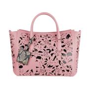 Leren Handtas Bloemen Laser Cut Baldinini , Pink , Dames