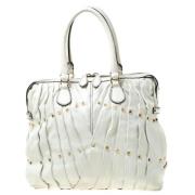 Pre-owned Leather totes Valentino Vintage , White , Dames