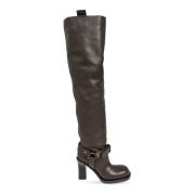 Leren Over-de-Knie Laarzen Burberry , Brown , Dames