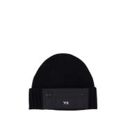 Zwarte Wol Beanie Y-3 , Black , Unisex