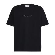 Zwarte Katoenen T-shirt met Bouclette Logo Lanvin , Black , Heren