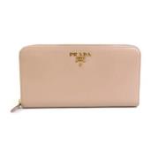 Pre-owned Leather wallets Prada Vintage , Beige , Dames