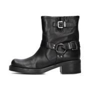 Zwarte Biker Boots met Gespen Notre-v , Black , Dames