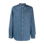 Denim Shirt met Pony Motief Polo Ralph Lauren , Blue , Heren