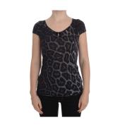 Grijs Luipaard Modal T-Shirt Blouse Top Roberto Cavalli , Gray , Dames