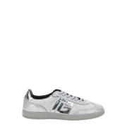 Zwaan-Textuur Spiegel Leren Sneakers Balmain , Gray , Heren