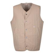 Gewatteerde Beige V-hals Mouwloze Vest Selected Homme , Beige , Heren