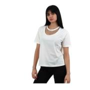 Korte mouw T-shirt met strass hangers Liu Jo , White , Dames