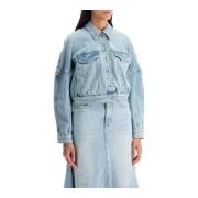 Stretch Denim Bomber Jacket Ganni , Blue , Dames