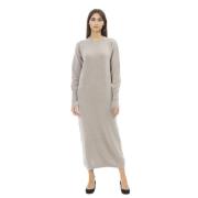 Elegante Jurk met Ribdetails Alpha Studio , Beige , Dames