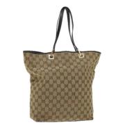 Pre-owned Canvas totes Gucci Vintage , Beige , Dames