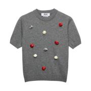 Grijze Bloemenapplicatie Trui Msgm , Gray , Dames