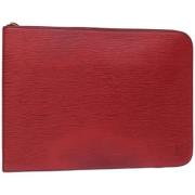 Pre-owned Leather clutches Louis Vuitton Vintage , Red , Dames