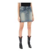 Stone-Washed Japanse Denim Mini Rok Kenzo , Blue , Dames