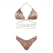 Leopard Bandeau Bikini Set 4Giveness , Brown , Dames