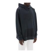 Omgekeerd Logo Katoenen Hoodie Maison Margiela , Blue , Heren