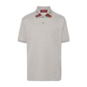 Grijze Web-Stripe Poloshirt Gucci , Gray , Heren