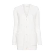 Roomwitte Wol-Kasjmier Trui V-Hals Max Mara , White , Dames