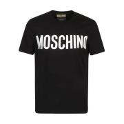 Zwarte Katoenen T-Shirt Klassieke Pasvorm Moschino , Black , Heren