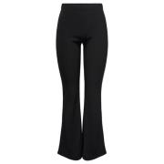 Rib Flared Broek Only , Black , Dames