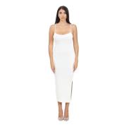 Witte Geribbelde Gebreide Midi Jurk Calvin Klein Jeans , White , Dames