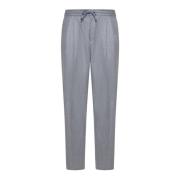 Elastische Taille Wollen Broek Grijs Brunello Cucinelli , Gray , Heren