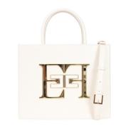 Shopper Tas met Geborsteld Effect en Rits Elisabetta Franchi , White ,...