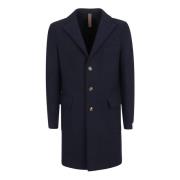 Royal Blue Single Breasted Coat Eleventy , Blue , Heren