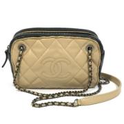 Pre-owned Leather chanel-bags Chanel Vintage , Beige , Dames