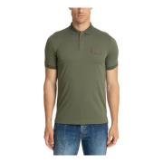 Zip Polo Shirt Logo Plain Emporio Armani EA7 , Green , Heren