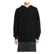 Geruite Gebreide Hoodie UMA Wang , Black , Heren